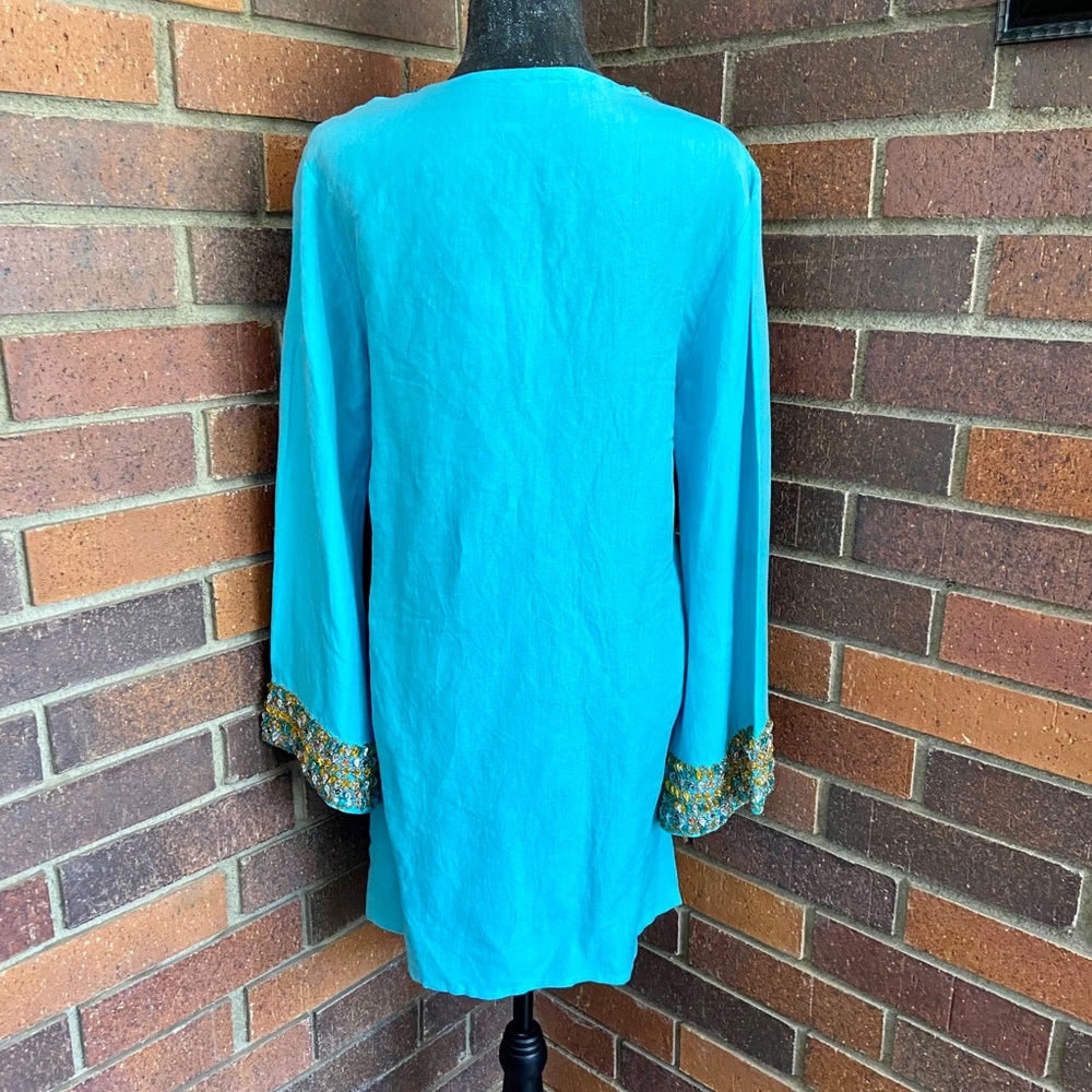Inca Turquoise Embellished Tunic - Picture 5 of 13
